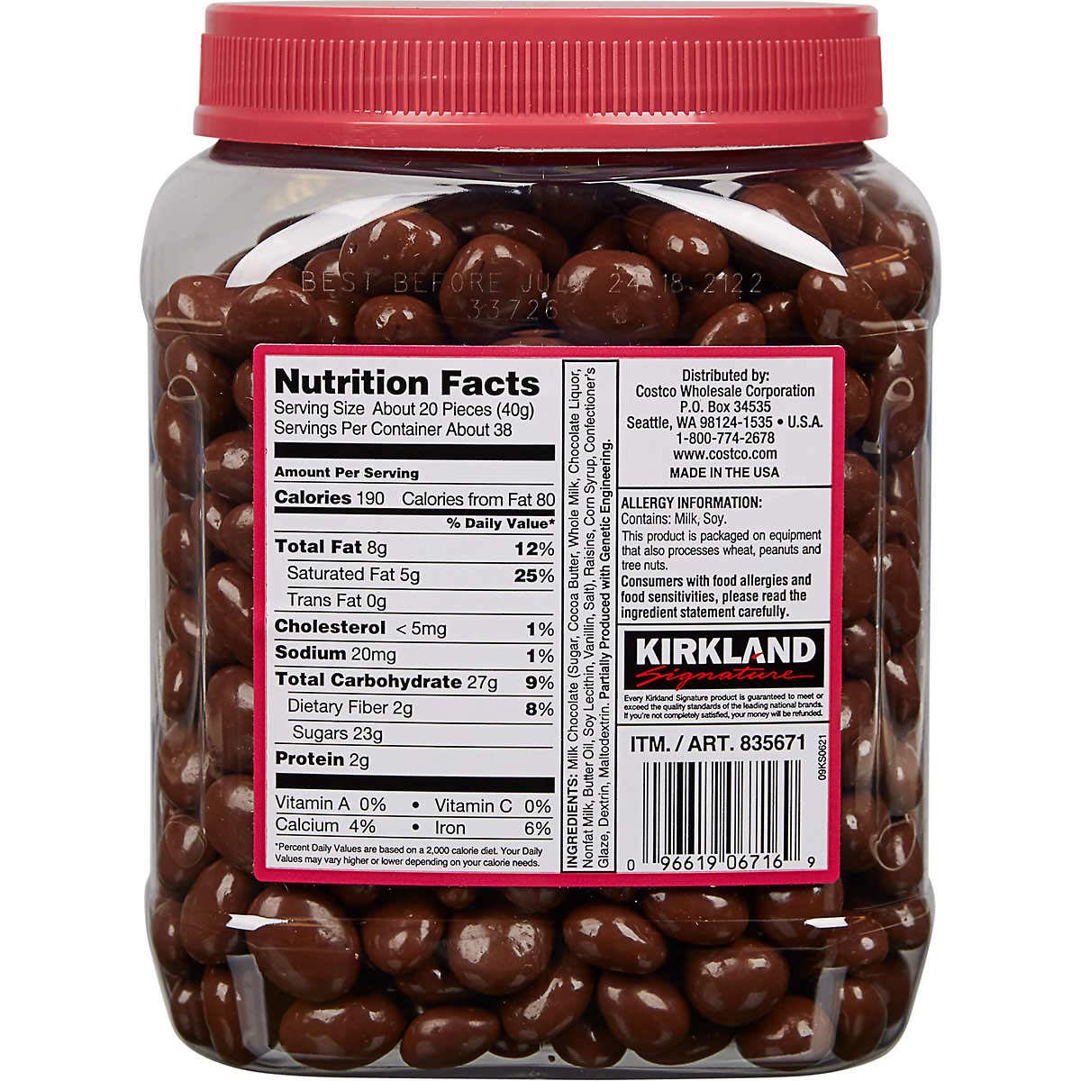 Signature's Milk, Raisins, (3.4 Lb) (1.5kg), Chocolate, 548 Oz : Candy And Chocolate Covered Fruits : Grocery & Gourmet Food