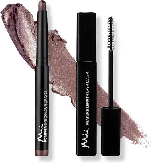 Mii Cosmetics Dramatic Eye Mascara And Eyeshadow Duo Gift Set | Professional Eye Makeup Set With Eyeshadow Stick And Lengthening Mascara | Makeup Gift Set For Women, Perfect Makeup Bundle | Rose Gold