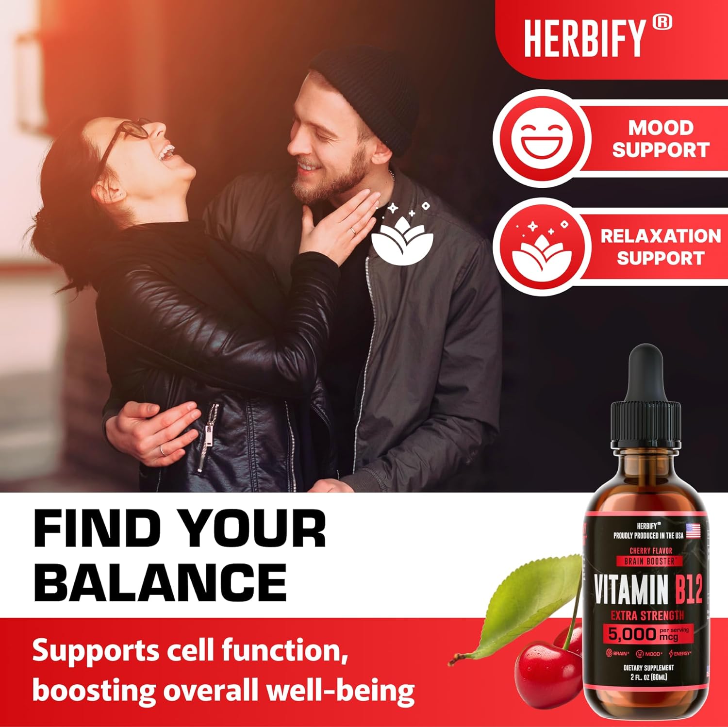 Herbify Vitamin B12 Methylated Multivitamin Energy Supplements For Women & Men - Liquid B12 Vitamins 5000 Mcg Methylcobalamin - Energy Support And Immune Health Liquid Vitamin 2 Oz : Health & Household