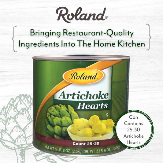 Roland Foods Whole Extra Large Artichoke Hearts, 25-30 Count, 5 Lb 8 Oz Can
