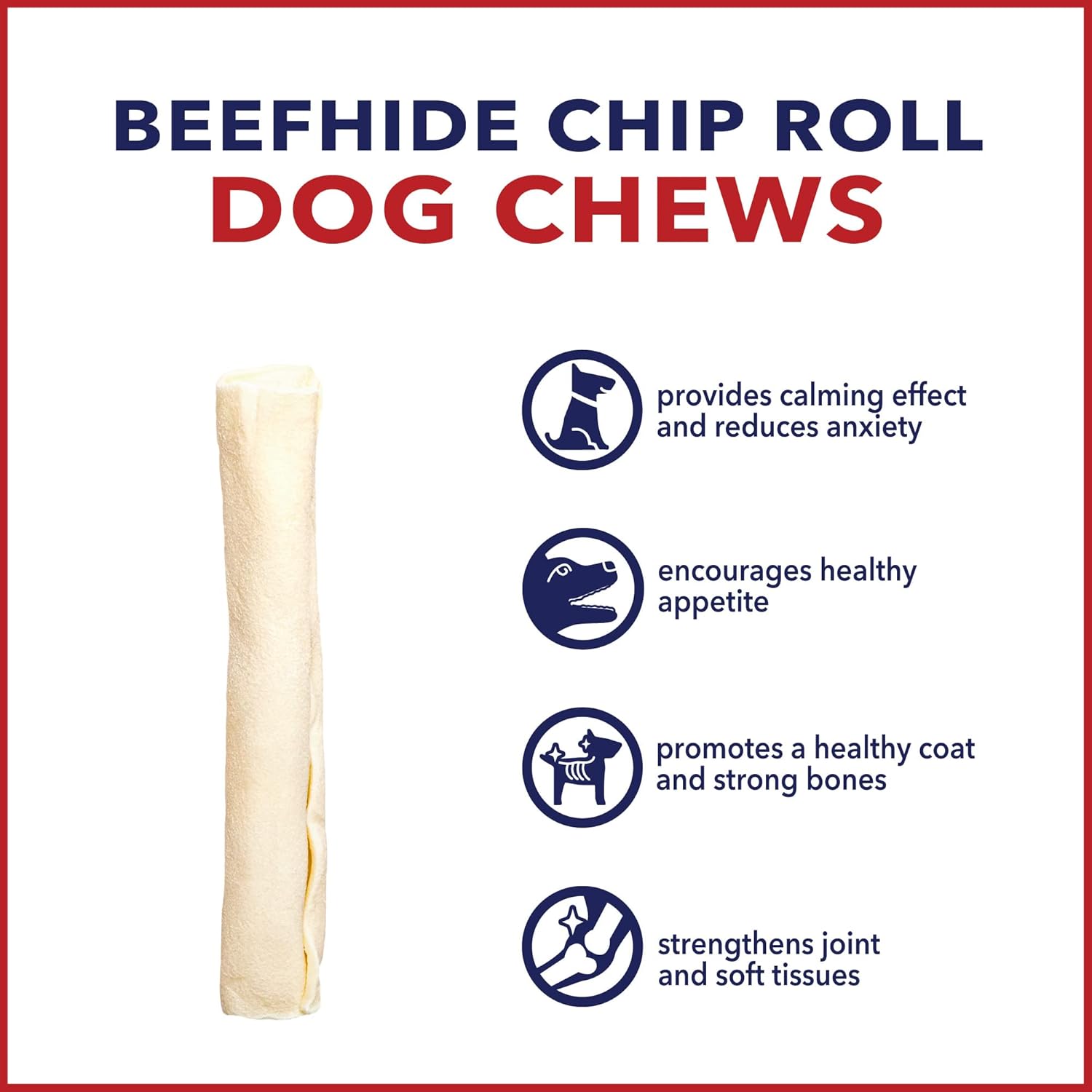 Pet Factory American Beefhide 5" Chip Rolls Dog Chew Treats - Natural Flavor, 8 Count/1 Pack : Pet Supplies
