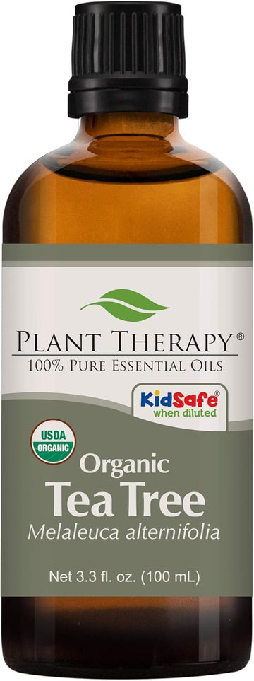 Plant Therapy Organic Tea Tree Oil (Melaleuca) 100% Pure, Usda Certified Organic, Undiluted, Natural Aromatherapy, Therapeutic Grade 100 Ml (3.3 Oz)