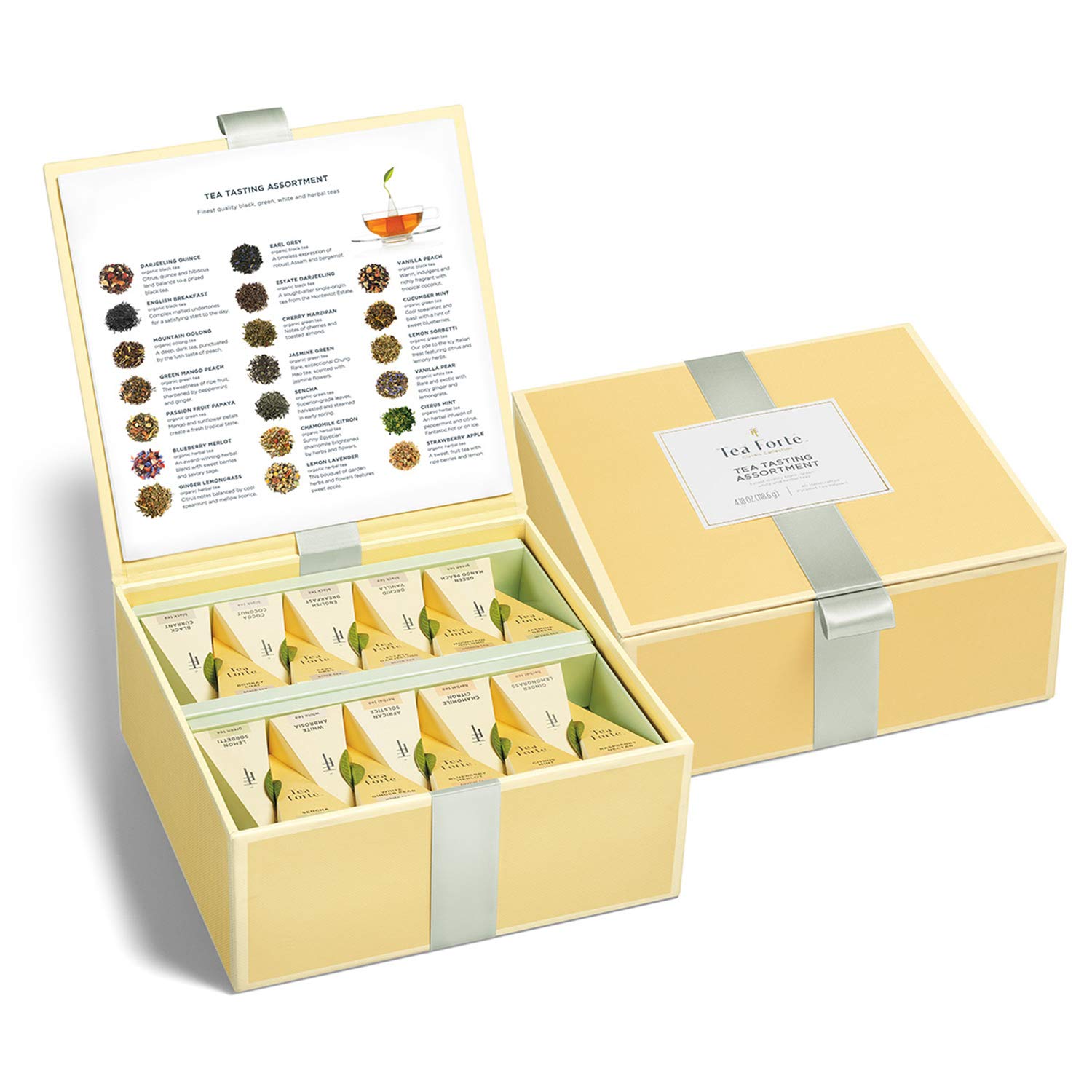 Tea Forte Tea Chests With 40 Handcrafted Pyramid Tea Infusers (Tea Tasting Asst)