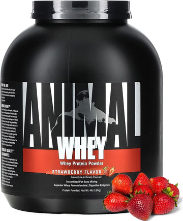 Animal Whey Isolate Whey Protein Powder, Strawberry, 4 Pound, 64 oz4 P