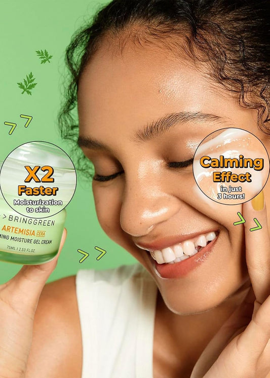 Bring Green Artemisia Cera Calming Moisture Gel Cream | Vegan Glass Skin Daily Skincare For Intense Moisturization For Dry, Oily Skin, Calming Sensitive Skin, Irritated Skin 2.53 Fl. Oz