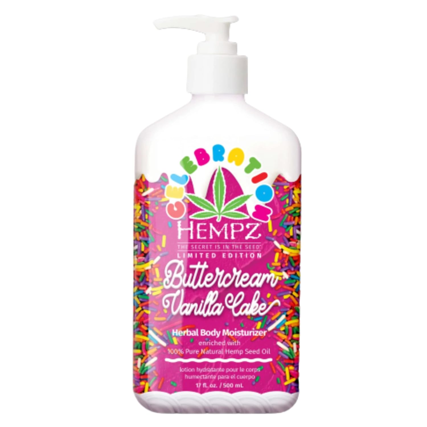 Hempz Body Lotion - Buttercream Vanilla Cake Celebration - Limited Edition Daily Moisturizing Cream, Shea Butter, Aloe - Skin Care Products, Hemp Seed Oil - 17 Oz