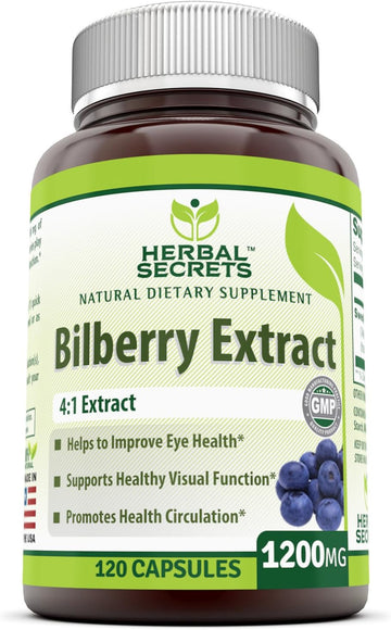 Herbal Secrets Bilberry Extract 1200 Mg 120 Capsules