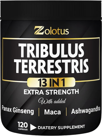 13In1 Tribulus Terrestris Capsules - 16000Mg Per Serving With Maca, Horny Goat Weed, Panax Ginseng, Saw Palmetto, Tongkat Ali, Shilajit & More - Energy, Stamina Supplement For Men & Women - 120 Counts