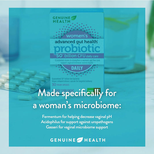 Genuine Health Women'S Daily Probiotic, Helps Promote Healthy Digestion, Gut Health & Vaginal & Skin Health, Multi-Strain Formula, 30 Capsules