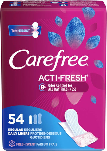 Carefree Acti-Fresh Body Shaped Regular Pantiliners, Fresh Scented, 54 Count (Pack Of 1) , Package May Vary