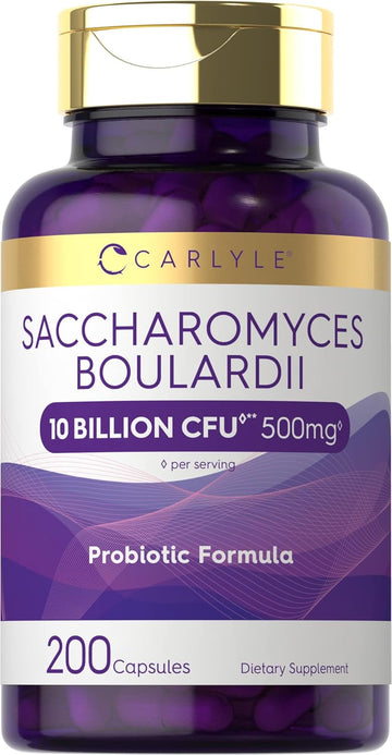 Carlyle Saccharomyces Boulardii Probiotics | 10 Billion Cfus | 200 Capsules | Value Size | Non-Gmo, Gluten Free Supplement