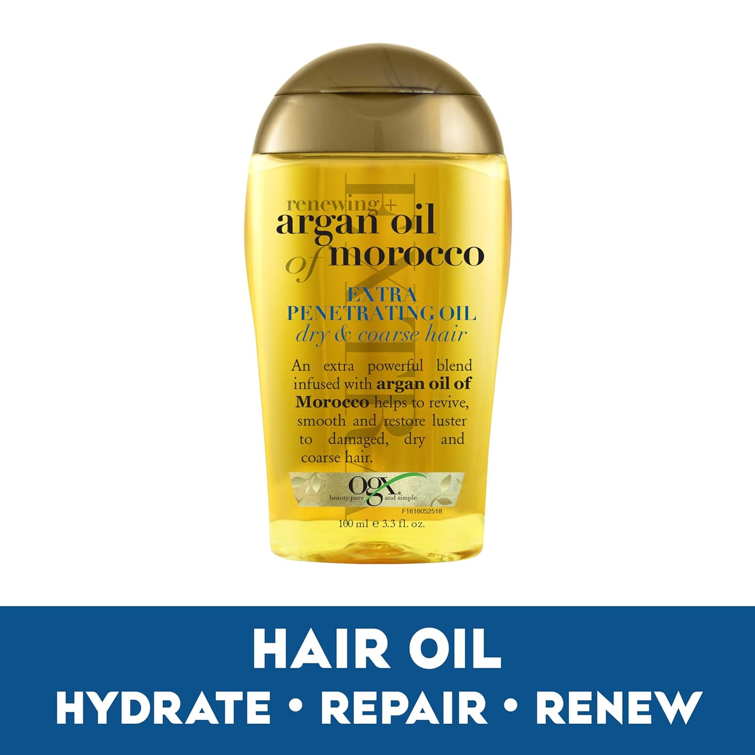 Ogx Set Of 2 Extra Strength Renewing + Argan Oil Of Morocco Penetrating Hair Oil Treatment, Deep Moisturizing Serum For Dry, Damaged & Coarse Hair, Paraben-Free, Sulfated-Surfactants Free, 3.3 Fl Oz : Beauty & Personal Care