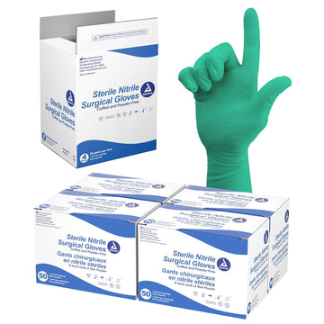 Dynarex Sterile Nitrile Surgical Gloves, Powder-Free And Puncture-Resistant Nitrile Gloves, 6 Mil., Size 7, 1 Case Of 200 Pairs (4 Boxes Of 50)