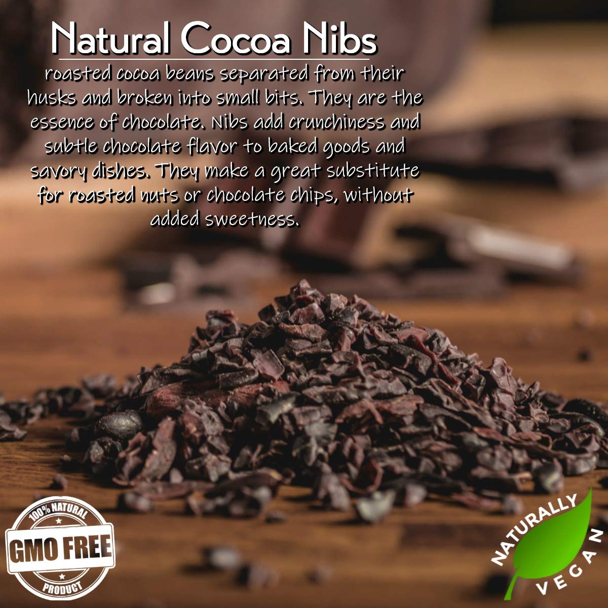 GERBS Cacao Nibs, 2lb. Bag, Top 14 Food Allergy Free, Fair Trade, NON GMO, Keto, Paleo Friendly : Grocery & Gourmet Food