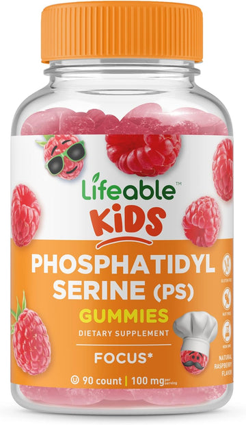 Lifeable PhosphatidylSerine (PS)- for Kids - Great Tasting Natural Flavor Vitamin Supplements - Gluten Free, Vegetarian, GMO Free Chewable - for Focus and Memory Support - for Children (90 Count)