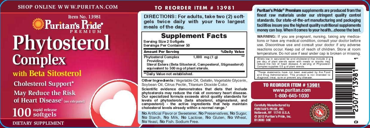 Puritan's Pride Phytosterol Complex 1000 mg, Softgel,100 Count : Health & Household