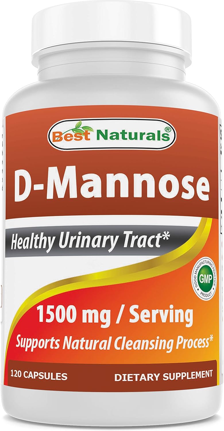 Best Naturals D-Mannose Capsules - Urinary Tract Cleanse Supplement 1500Mg/Serving - 120 Count