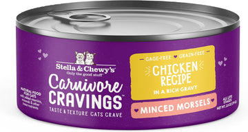 Stella & Chewy'S Carnivore Cravings Minced Morsels Cans – Grain Free, Protein Rich Wet Cat Food – Cage-Free Chicken Recipe – (2.8 Ounce Cans, Case Of 24)