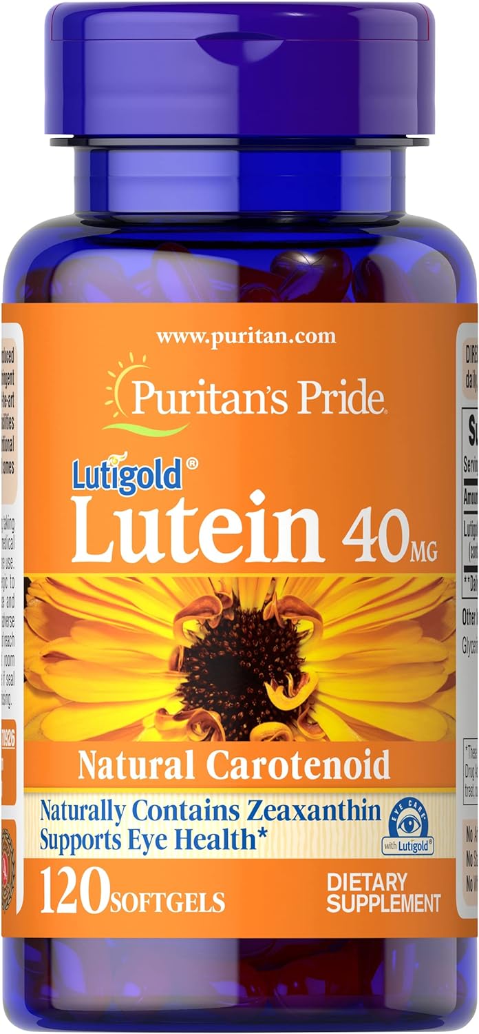 Puritan's Pride Lutein 40mg With Zeaxanthin, Supports Eye Health, 120 Count (Pack of 2)