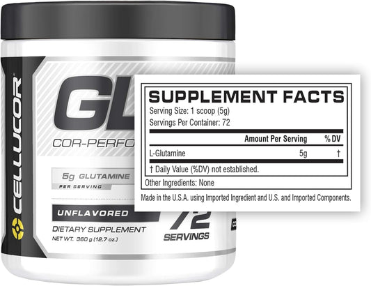 Cellucor Glutamine Powder, Post Workout Recovery Supplement, Cor-Performance Series, Unflavored, 72 Servings, 12.69 Oz