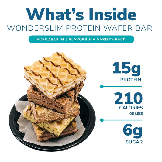 WonderSlim Protein Wafer Snack Bar, Vanilla, 200 Calories, 15g Protein, 0mg Cholesterol (5ct)