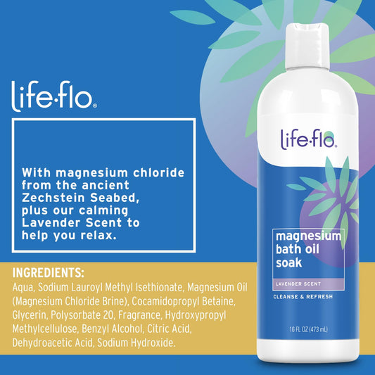 Life-Flo Magnesium Bath Oil Soak With Eucalyptus | Potent Magnesium Chloride Soothes & Refreshes Muscles & Joints | 16Oz