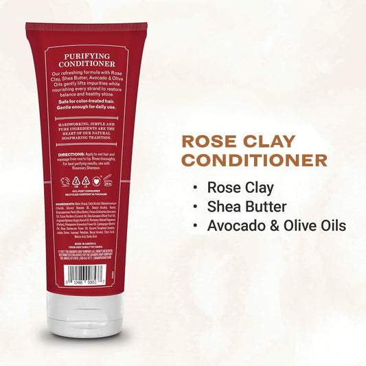 The Grandpa Soap Company Purifying Rose Clay Conditioner - Lift Impurities While Nourishing Hair, With Rose Clay, Shea Butter & Avocado Oil, Vegan, Sulfates And Parabens Free, 8 Fl Oz