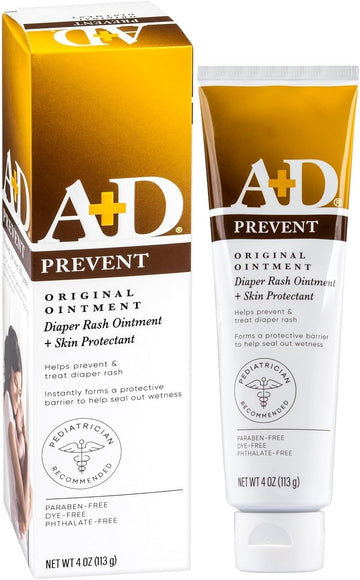 A+D Original Diaper Rash Ointment, Baby Skin Protectant With Lanolin and Petrolatum, Seals Out Wetness, Helps Prevent Diaper Rash, 4 Ounce Tube, Packaging May Vary (Pack of 3)