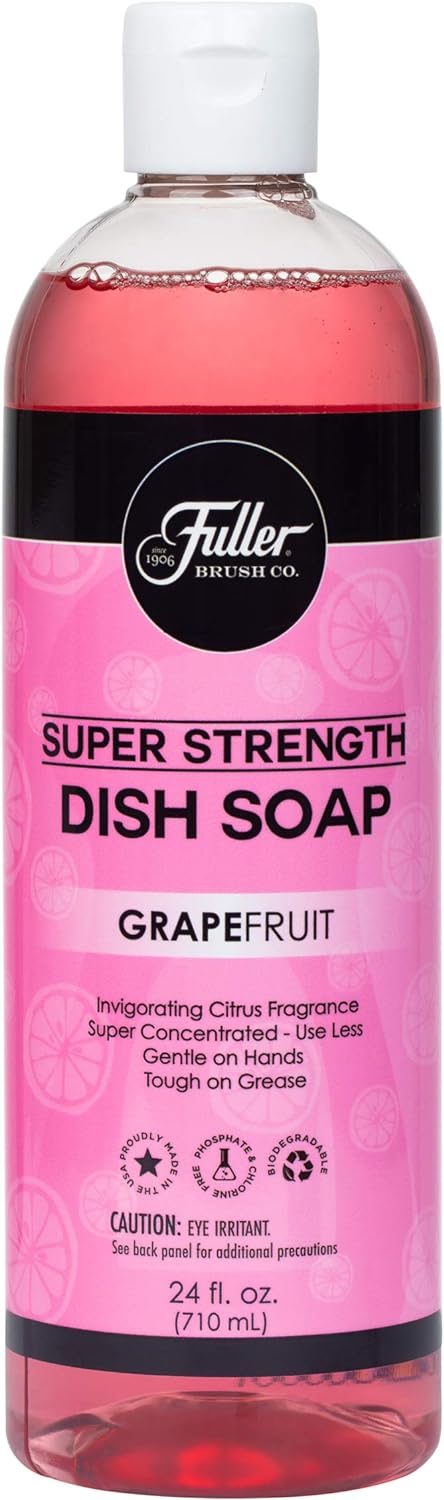 Fuller Brush Super Strength Liquid Dish Soap – Economical – Use Much Less – for Dishes, Glasses, Silverware, Utensils, Pots, Pans, Countertops, Tables – Invigorating Fragrance (Grapefruit)