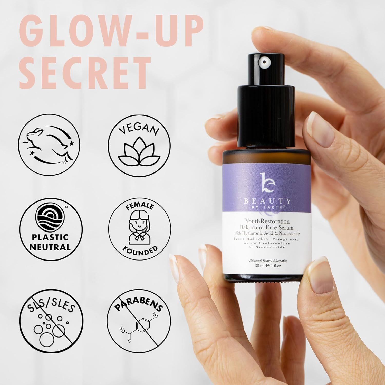 Face Serum - Bakuchiol Plant Based Alternate Serum for Face Anti Aging Serum with Hyaluronic Acid & Niacinamide Brightening Serum, Bakuchiol Serum, Anti Wrinkle Serum for Face (1 Fl Oz) : Beauty & Personal Care