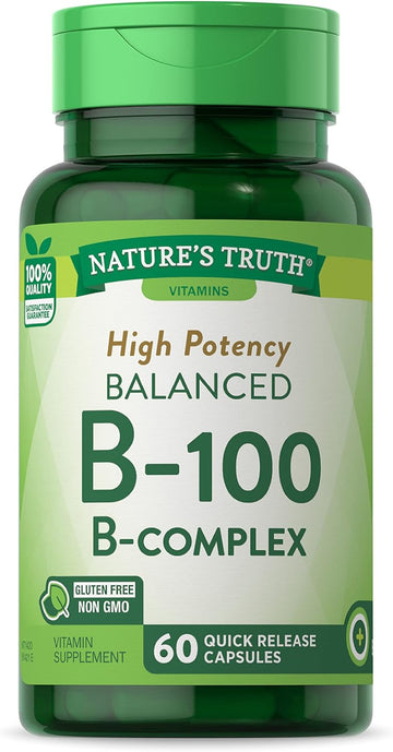 Vitamin B Complex | 60 Capsules | High Potency B-100 | Non-Gmo & Gluten Free Supplement | By Nature'S Truth