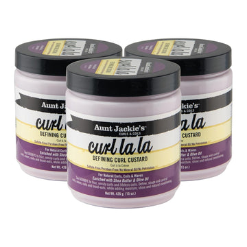 Aunt Jackie'S Curl La La Defining Custard For Curls, Coils & Waves - Enriched With Shea Butter And Olive Oil, 15 Oz, 3 Pack