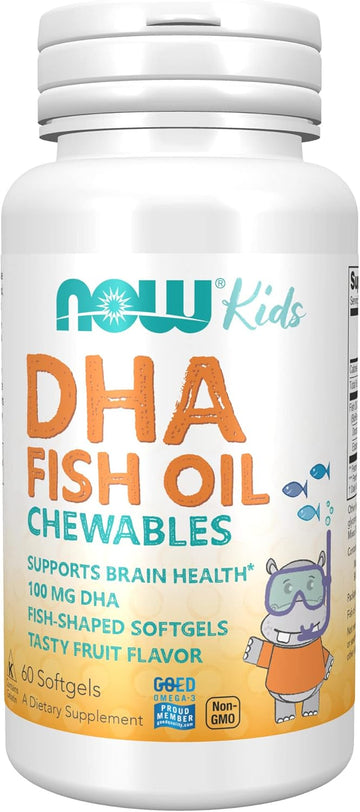 NOW Supplements, DHA Kids 100 mg, Supports Brain Health*, Fruit avor, 60 Chewable Softgels, packaging may vary