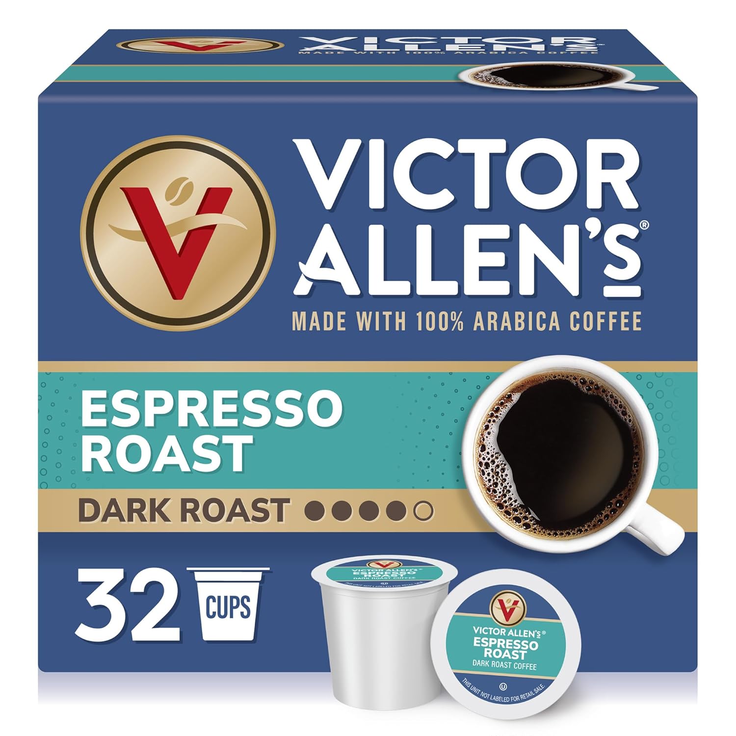 Victor Allen'S Coffee, Espresso Roast Coffee, 32 Count, Single Serve Coffee Pods For Keurig K-Cup Brewers