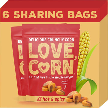 Love Corn: Habanero Chilli | Roasted Crunchy Corn - Gluten-Free - Plant Based & Vegan - Healthy Snack - Low Calorie - (Box Of 6 Bags, 115G Each)