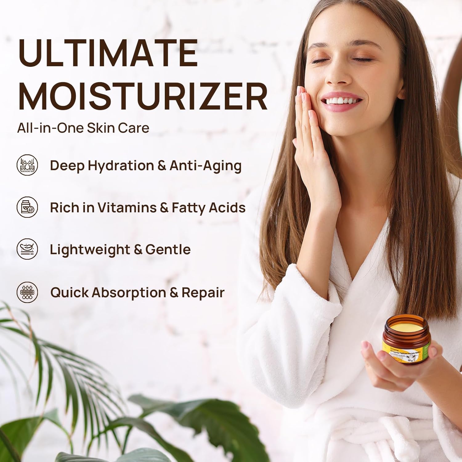 Elrisme Grass Fed Beef Tallow For Skin: Organic Whipped Tallow And Honey Balm - Nourishing Body & Face Moisturizer - Deep Hydration, Eczema Psoriasis & Dermatitis, 2.3 Oz : Grocery & Gourmet Food