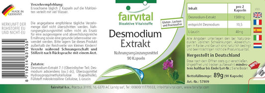 Fairvital | Desmodium Extract - 90 Capsules - 7 times concentrated - 10.5 g Desmodium per daily consumption - Highly dosed - 100% vegan - Quality tested - Made in Germany