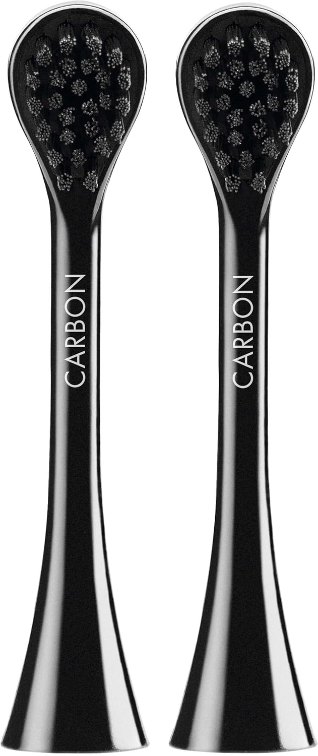 Curaprox Hydrosonic Black Is White Carbon Whitening Brush Heads, 2 Pieces - Curaprox Activated Charcoal Electric Replacement Toothbrush Heads