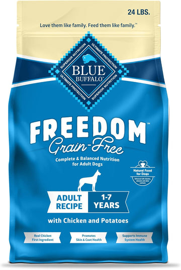 Blue Buffalo Freedom Grain-Free Dry Dog Food, Complete & Balanced Nutrition For Adult Dogs, Made In The Usa With Natural Ingredients, Chicken & Potatoes, 24-Lb. Bag