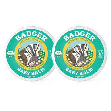 Badger - Baby Balm, Chamomile & Calendula, Certified Organic Baby Balm, Cradle Cap Balm for Babies, Baby Rash Balm, Baby Skin Care, 2 oz (2 Pack)