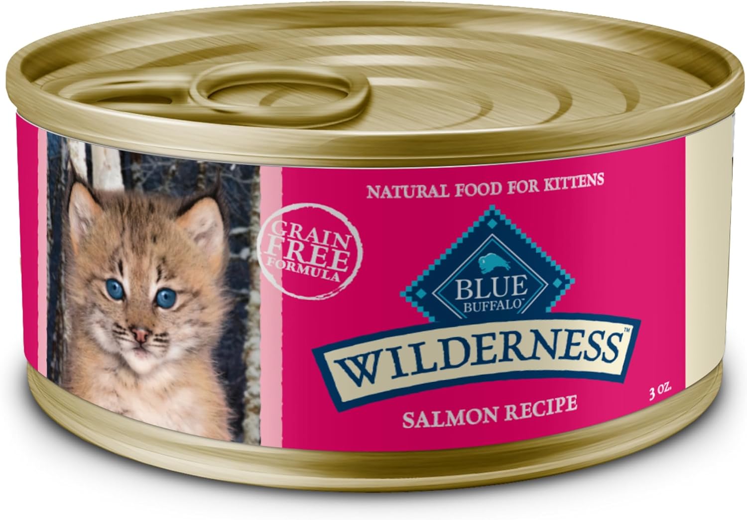 Blue Buffalo Wilderness High Protein Grain Free, Natural Kitten Pate Wet Cat Food, Salmon 3-Oz Cans (Pack Of 24)