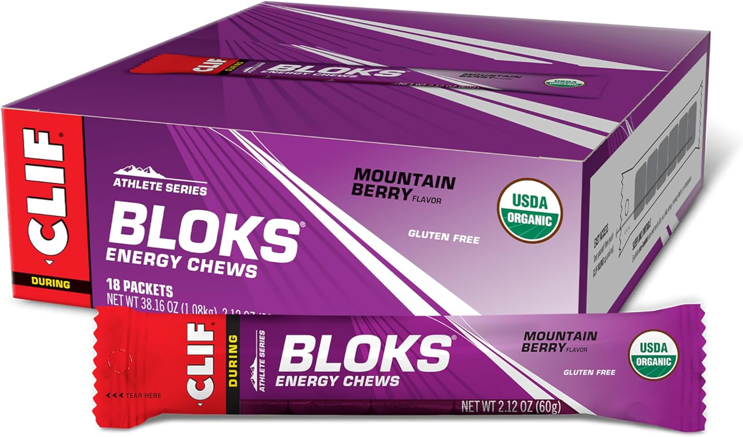 CLIFF BLOKS Salted Watermelon 2X Sodium & Mountain Berry Energy Chews Bundle - Non-GMO Plant-Based Fast Fuel for Cycling Running - Quick Carbohydrates Electrolytes - 2 Packs 2.12oz (18 Count) : Health & Household