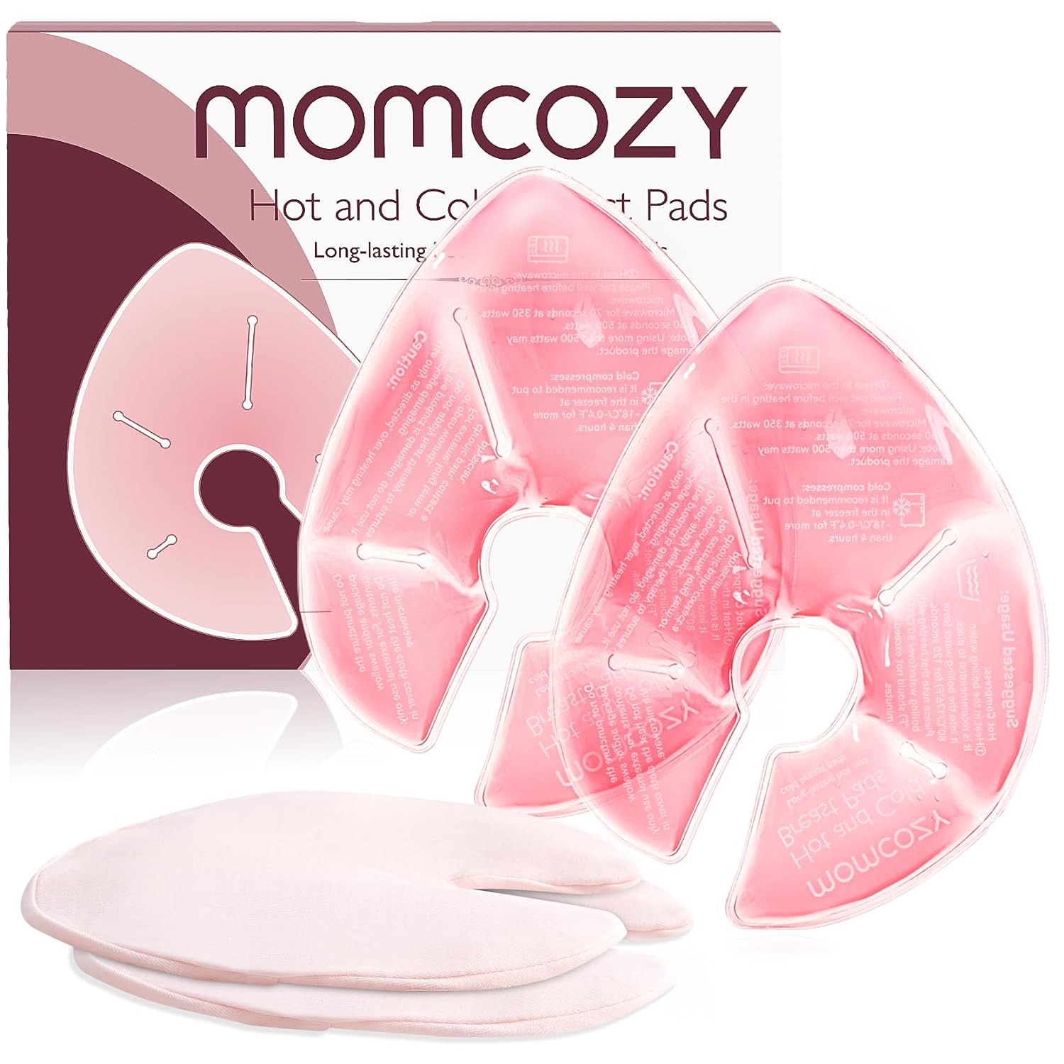 Momcozy Larger Breast Therapy Packs, Hot And Cold Breast Pads With 2 Soft Covers, Breastfeeding Essentials For Relieve Clogged Ducts, Nipple Pain, Engorgement, 2 Pack