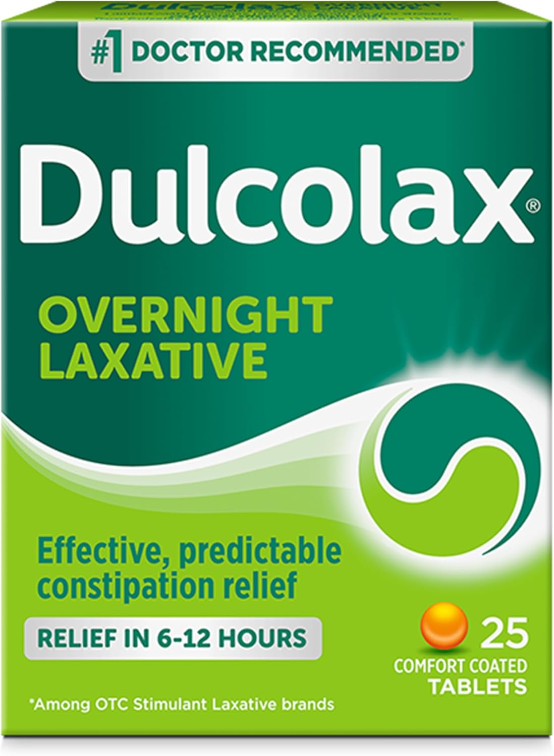 Dulcolax Stimulant Laxative Tablets, Predictable & Effective Constipation Relief, Relieves Straining & Bloating, Bisacodyl 5 Mg, 25 Count