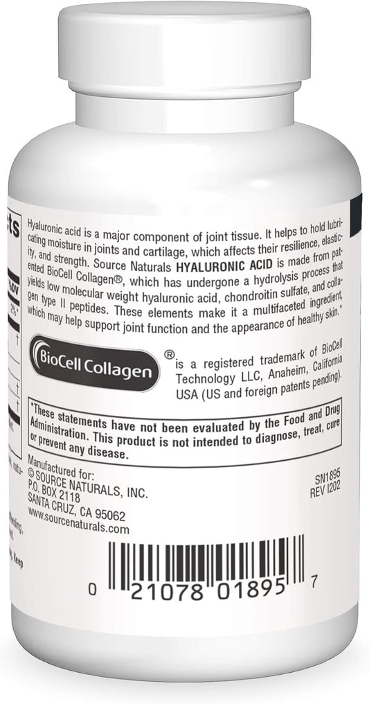 Source Naturals Hyaluronic Acid, 50Mg, 30 Capsules