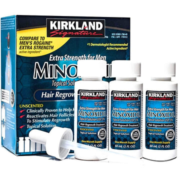 Kirkland Minoxidil 5% Topical Solution Extra Strength Hair Regrowth Treatment for Men Dropper Applicator Included (1 month to 24 month supplies available) (6 month supply), Clear : Beauty & Personal Care