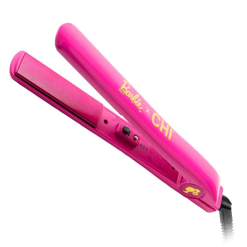 Chi X Barbie 65Th Anniversary Ceramic Flat Iron, Straightener For A Smooth Finish, Adjustable Temperature, 1" Iron