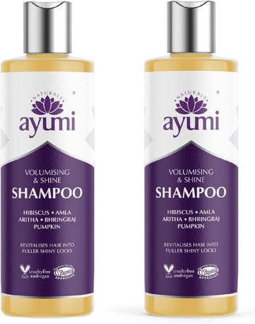 Ayumi Volumising & Shine Shampoo | Dht Blocker Shampoo With Amla Extract | For Frizz Ease With Bergamot Oil | Hydratingshampoo For Dry Scalp With Pumpkin | Women & Mensshampoo | 2 X 250Ml