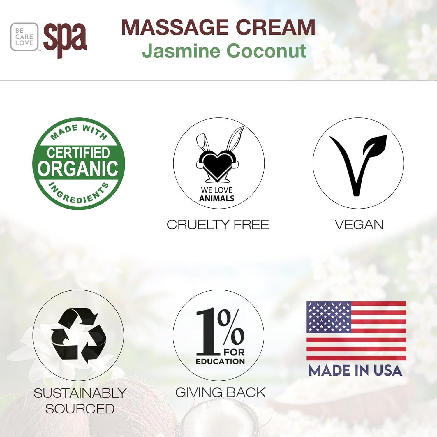 Be Care Love (Bcl) Spa Massage Creams (16 Fl Oz, Jasmine & Coconut) : Health & Household