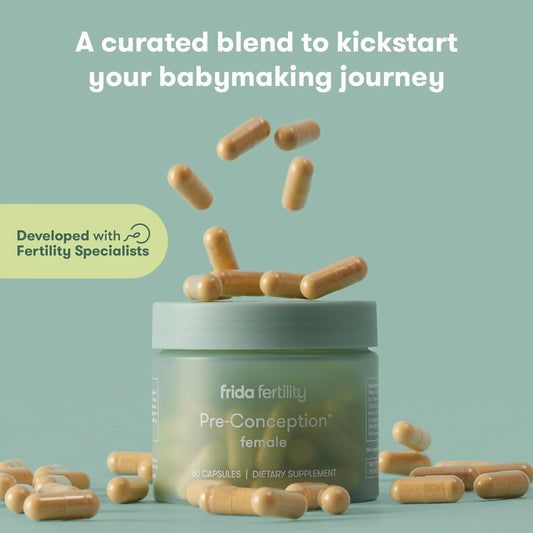 Frida Fertility Pre-Conception Fertility Supplement For Women | Daily Vitamins & Minerals, Folic Acid, Inositol, Coq10, Support Egg Function, Regular Menstrual Cycle | 60 Capsules, 30 Day Supply